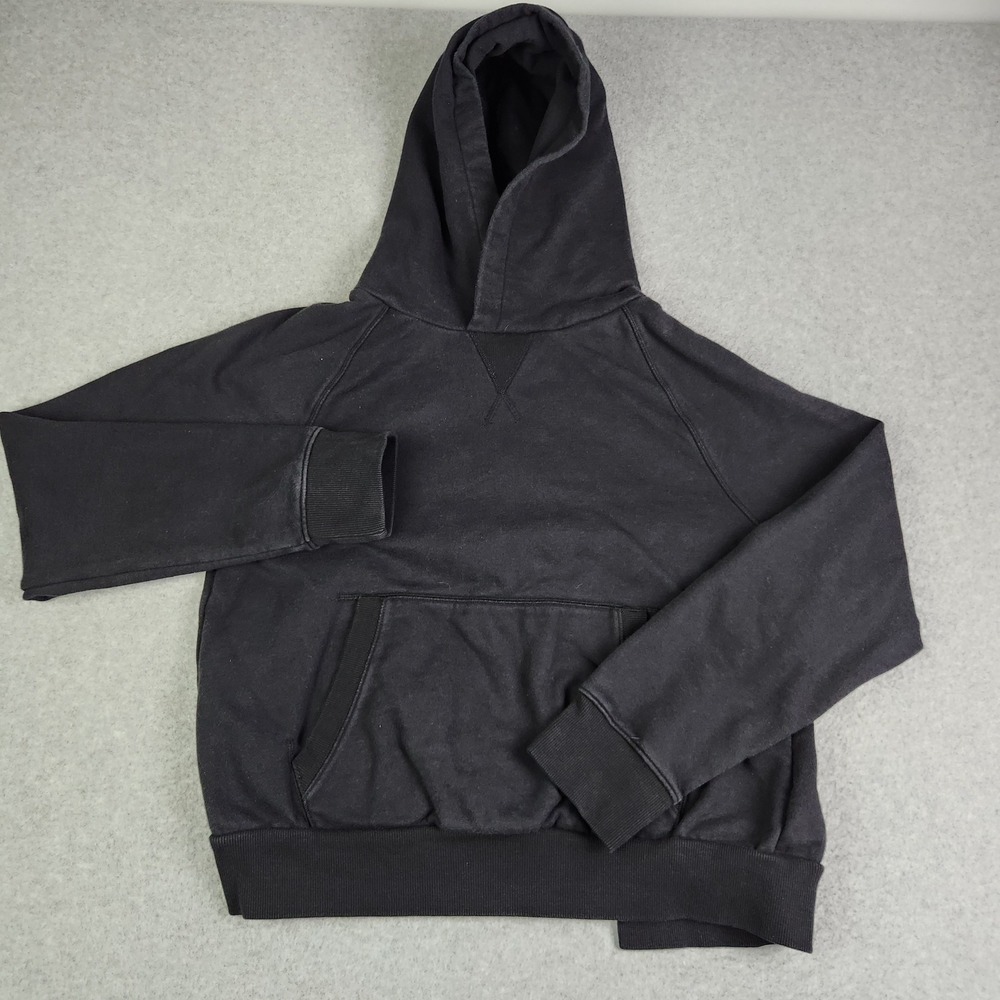 Athleta Hoodie Women Medium Black Cotton Stretch Long Sleeve Split Back Pullover